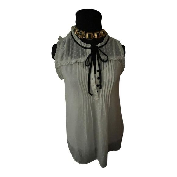 DANIEL RAINN Stitch Fix White Blouse SM Sheer Boho Ditzy Fairy Cottage Beachy - Picture 4 of 12